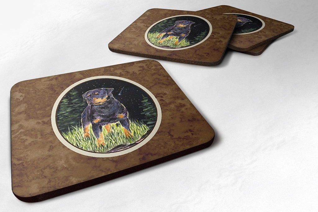 Starry Night Rottweiler Foam Coasters Set of 4 Cup Coasters for Indoor Outdoor, Tabletop Protection, Anti Slip, Mouse pad Material