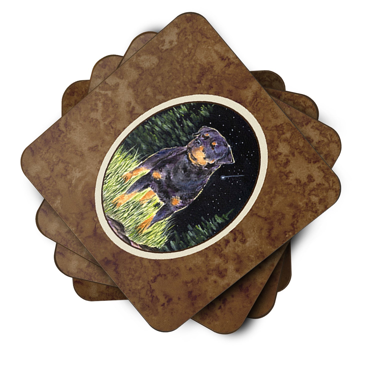 Starry Night Rottweiler Foam Coasters Set of 4 Cup Coasters for Indoor Outdoor, Tabletop Protection, Anti Slip, Mouse pad Material