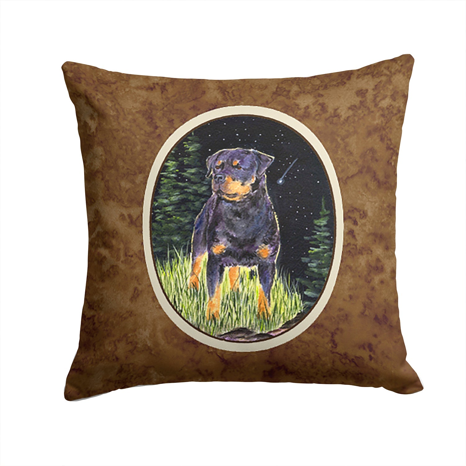 Starry Night Rottweiler Decorative Throw Pillow 14x14 Indoor Outdoor Accent Cushion, Fabric Cover with Insert for Sofa, Bed, Porch & Living Room