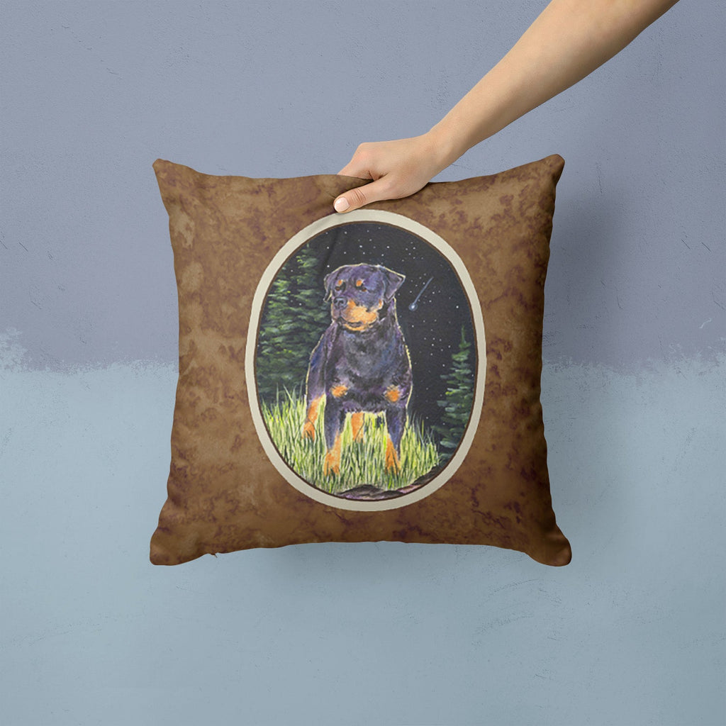 Starry Night Rottweiler Decorative Throw Pillow 14x14 Indoor Outdoor Accent Cushion, Fabric Cover with Insert for Sofa, Bed, Porch & Living Room