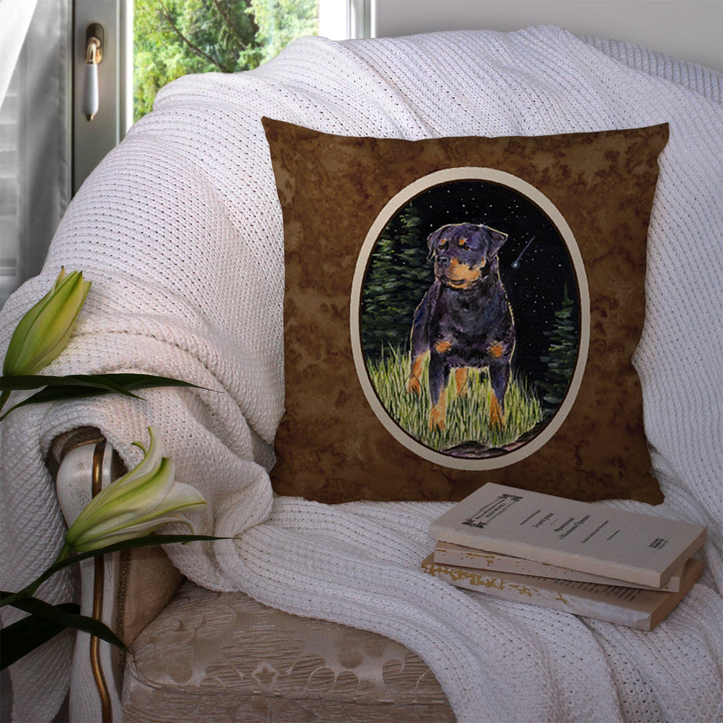 Starry Night Rottweiler Decorative Throw Pillow 14x14 Indoor Outdoor Accent Cushion, Fabric Cover with Insert for Sofa, Bed, Porch & Living Room