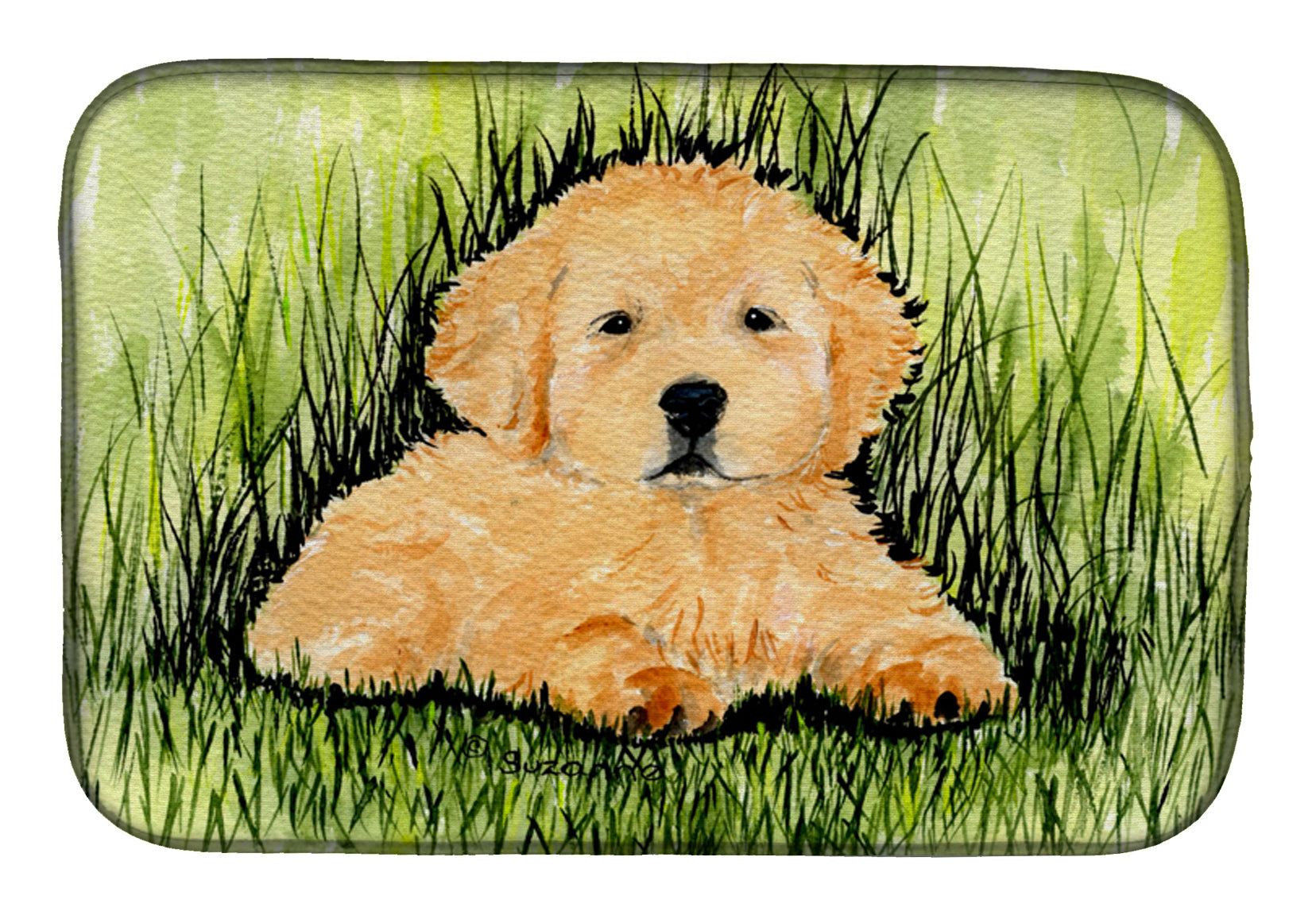 Golden Retriever Dish Drying Mat Absorbent Dish Drying Mat Pad for Kitchen Counter Dish Drainer Mat for Countertop, 14 x 21", Multicolor