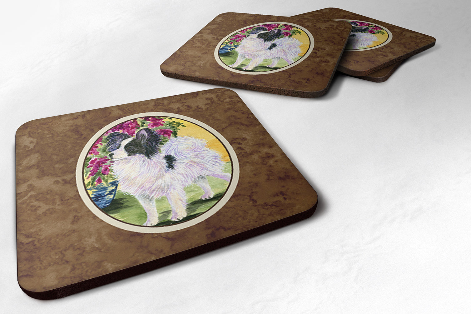 Papillon Foam Coasters Set of 4 Cup Coasters for Indoor Outdoor, Tabletop Protection, Anti Slip, Mouse pad Material