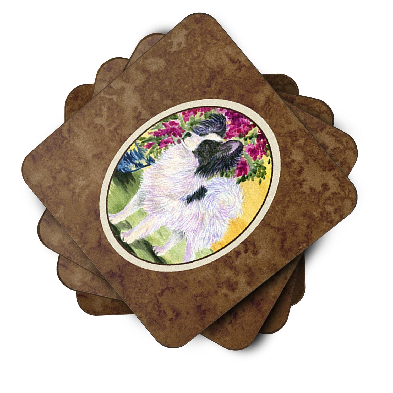 Papillon Foam Coasters Set of 4 Cup Coasters for Indoor Outdoor, Tabletop Protection, Anti Slip, Mouse pad Material