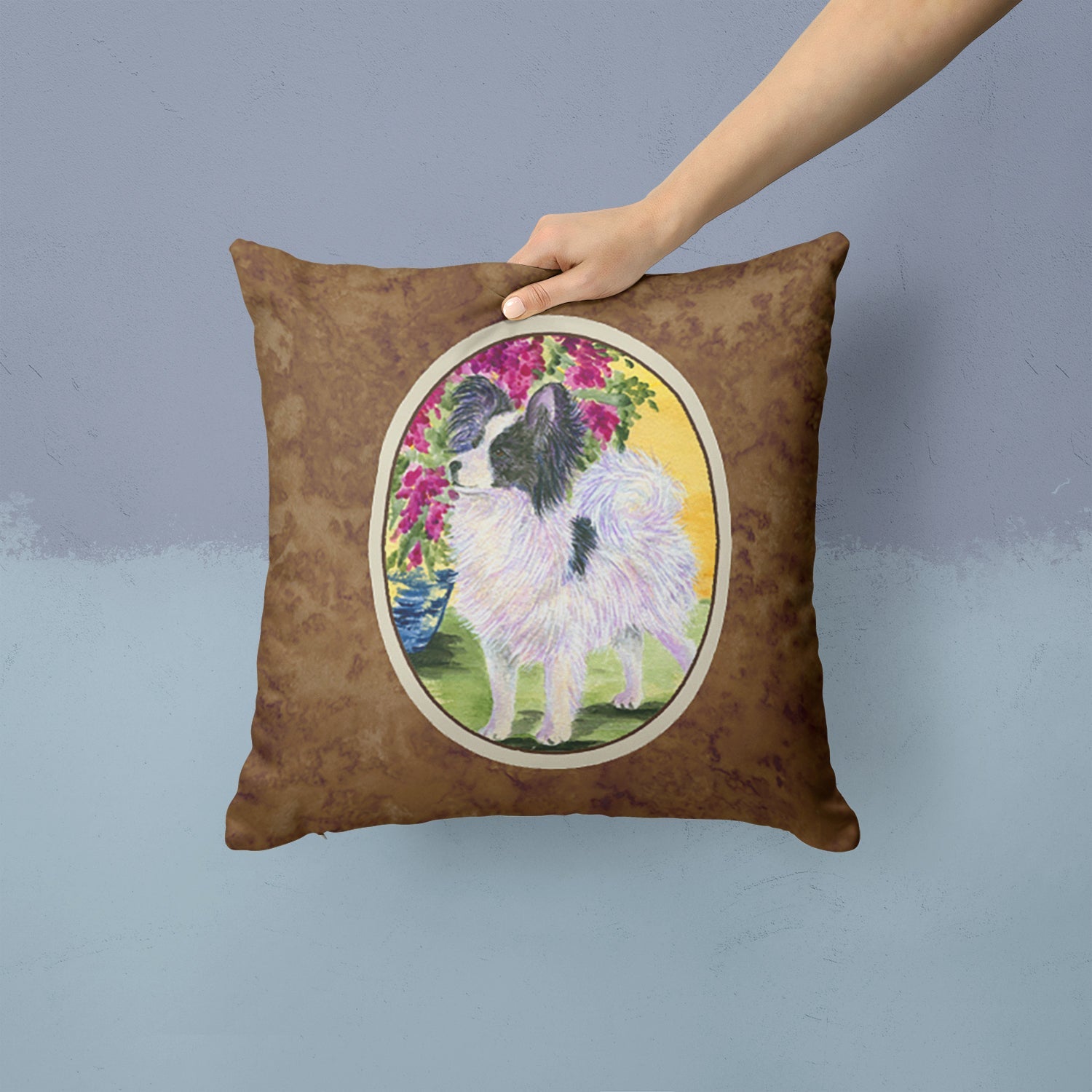 Papillon Decorative Throw Pillow 14x14 Indoor Outdoor Accent Cushion, Fabric Cover with Insert for Sofa, Bed, Porch & Living Room