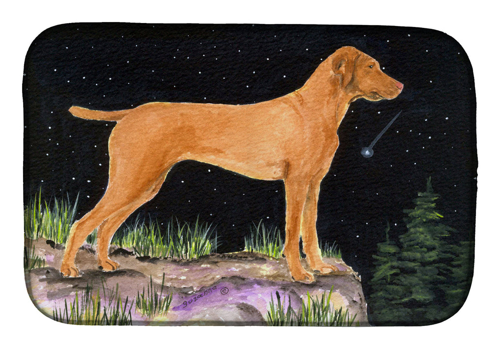 Starry Night Vizsla Dish Drying Mat Absorbent Dish Drying Mat Pad for Kitchen Counter Dish Drainer Mat for Countertop, 14 x 21", Multicolor