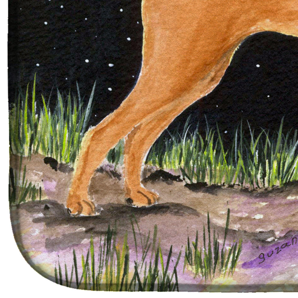 Starry Night Vizsla Dish Drying Mat Absorbent Dish Drying Mat Pad for Kitchen Counter Dish Drainer Mat for Countertop, 14 x 21", Multicolor
