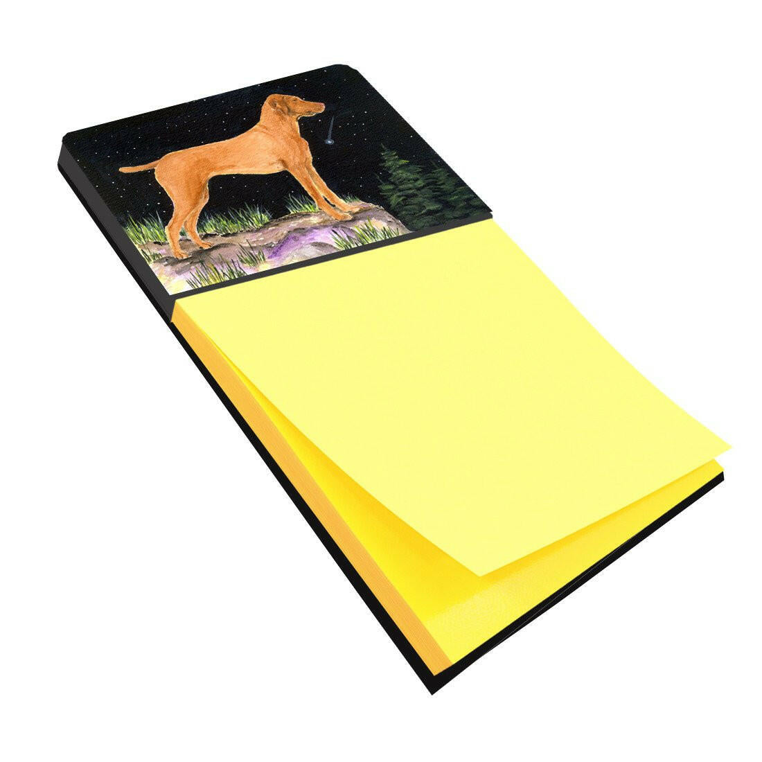 Starry Night Vizsla Watercolor Sticky Note Holder Refillable Dispenser Desk Accessory 3x3 Pad Gift