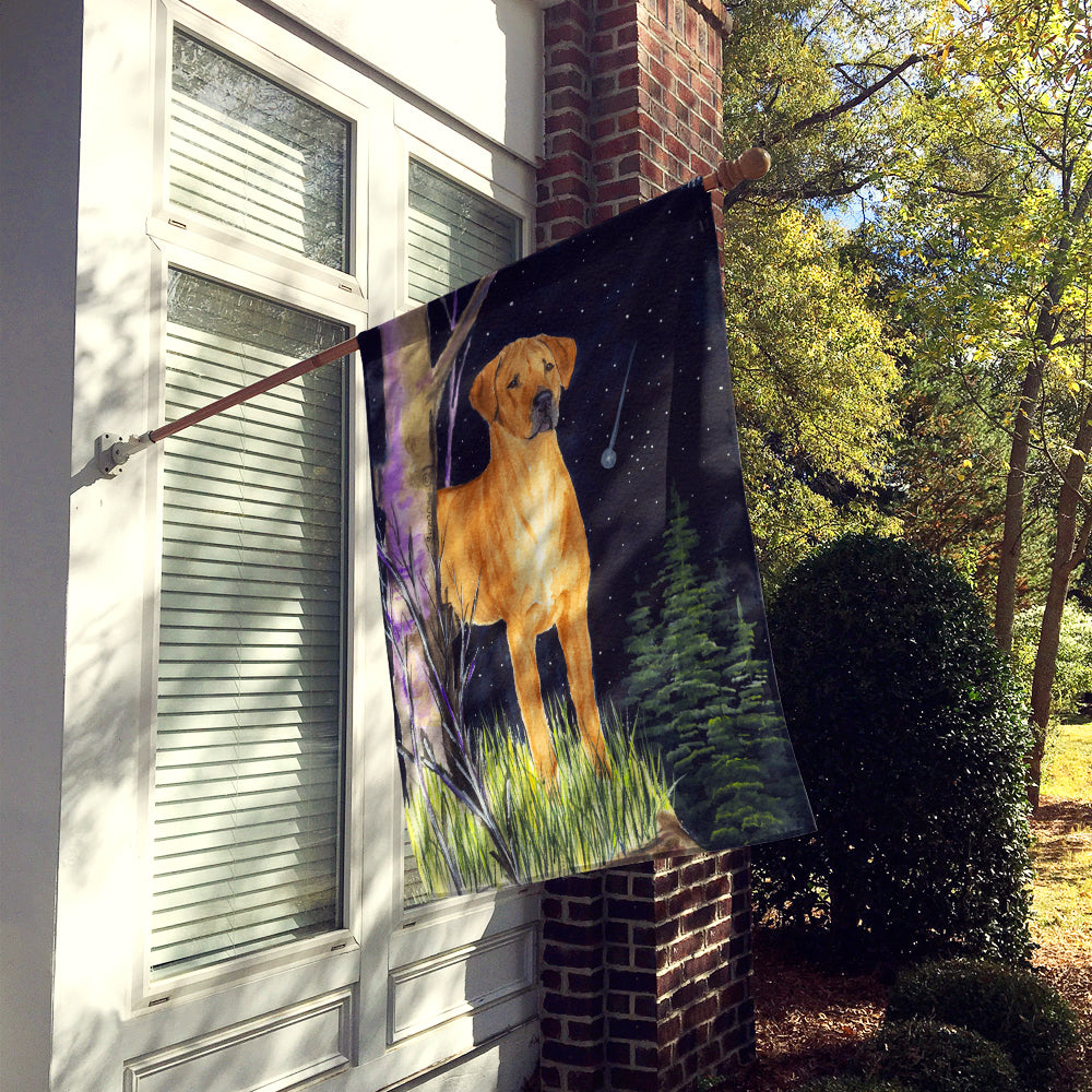 Starry Night Rhodesian Ridgeback House Flag 28x40 Porch Sleeve Pole Decorative Outside Yard Banner Artwork Wall Hanging, Polyester