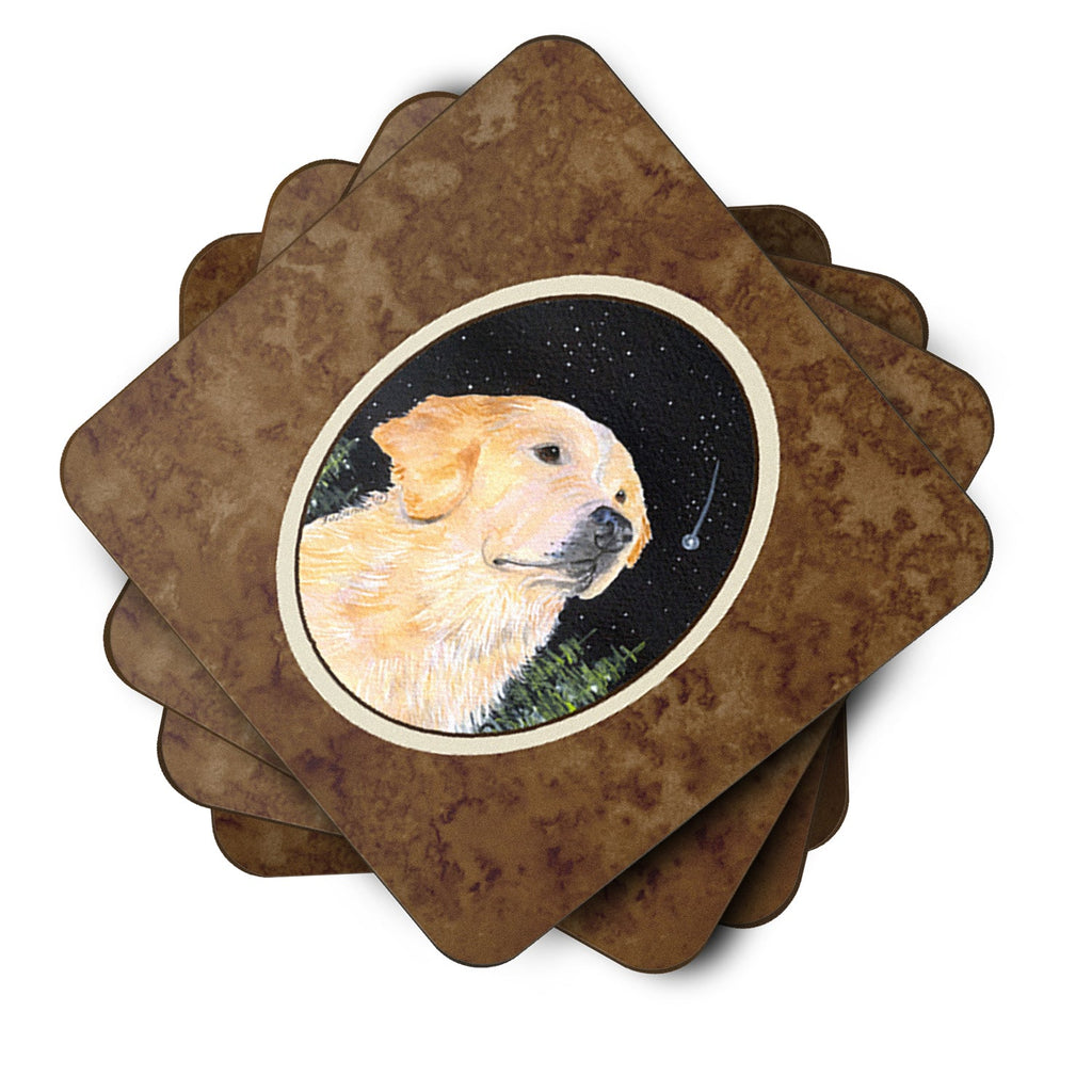 Starry Night Golden Retriever Foam Coasters Set of 4 Cup Coasters for Indoor Outdoor, Tabletop Protection, Anti Slip, Mouse pad Material