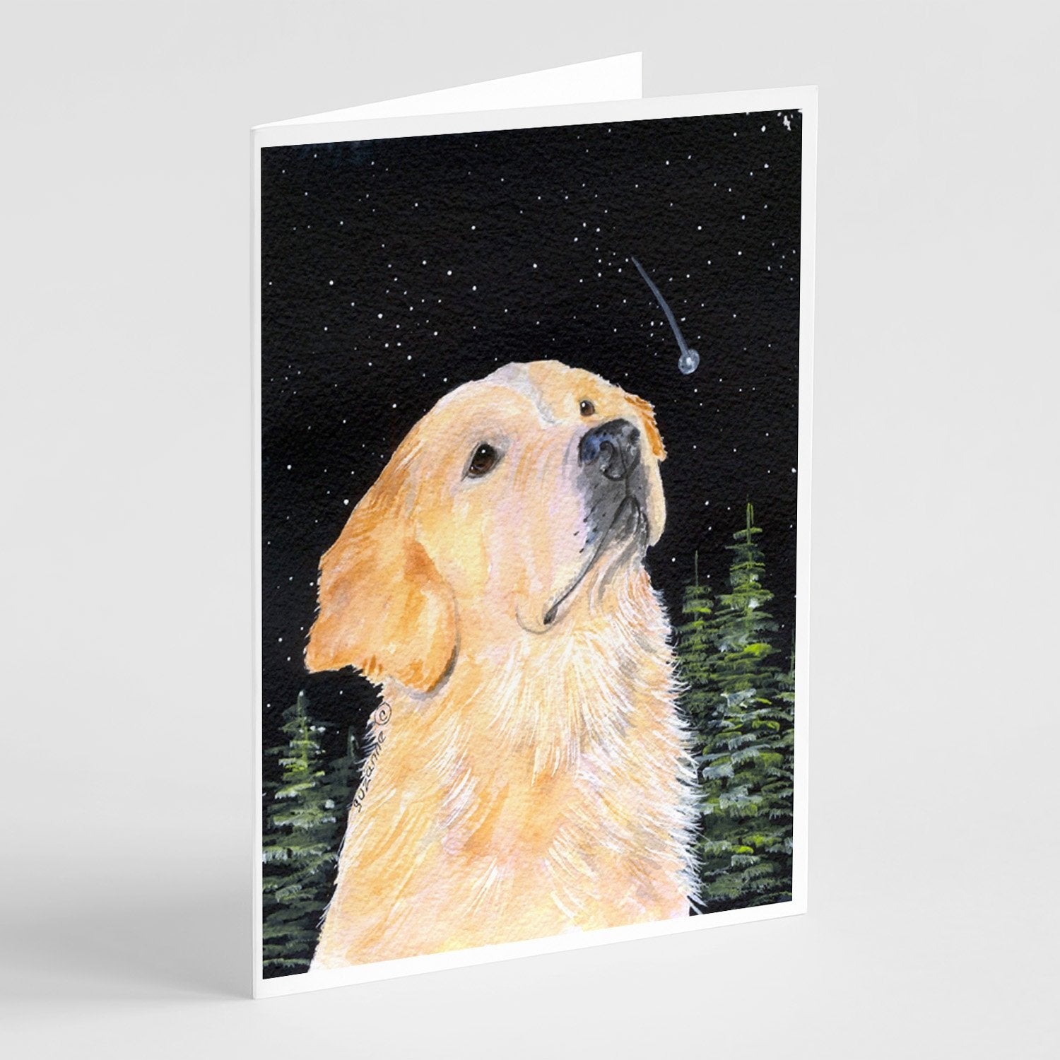 Starry Night Golden Retriever Greeting Cards Pack of 8 Blank Cards with Envelopes Whimsical A7 Size 5x7