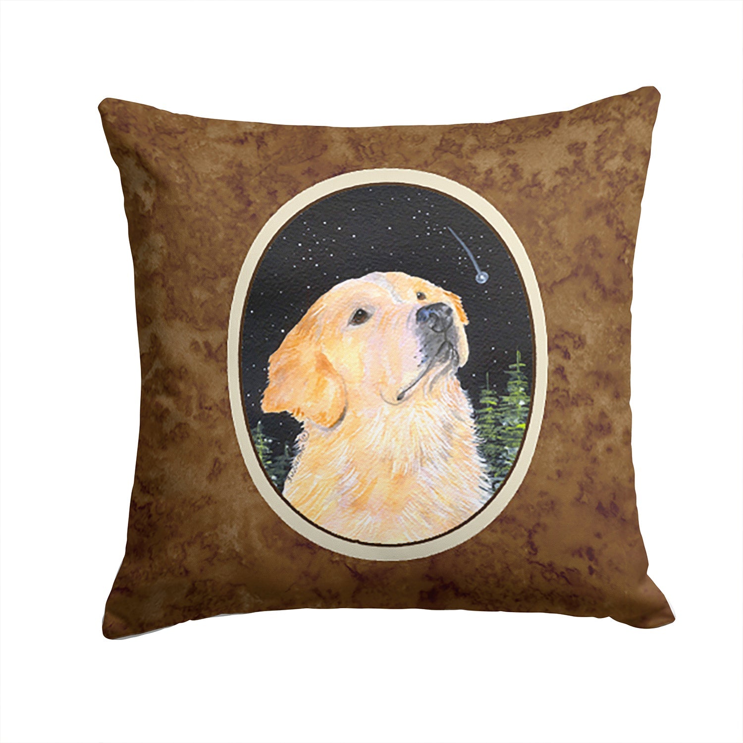 Starry Night Golden Retriever Decorative Throw Pillow 14x14 Indoor Outdoor Accent Cushion, Fabric Cover with Insert for Sofa, Bed, Porch & Living Room