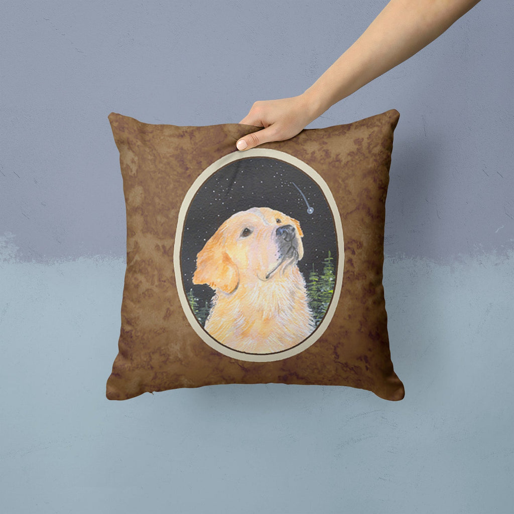 Starry Night Golden Retriever Decorative Throw Pillow 14x14 Indoor Outdoor Accent Cushion, Fabric Cover with Insert for Sofa, Bed, Porch & Living Room