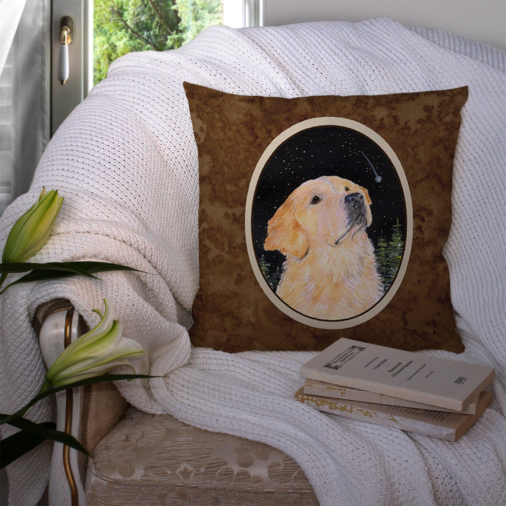 Starry Night Golden Retriever Decorative Throw Pillow 14x14 Indoor Outdoor Accent Cushion, Fabric Cover with Insert for Sofa, Bed, Porch & Living Room