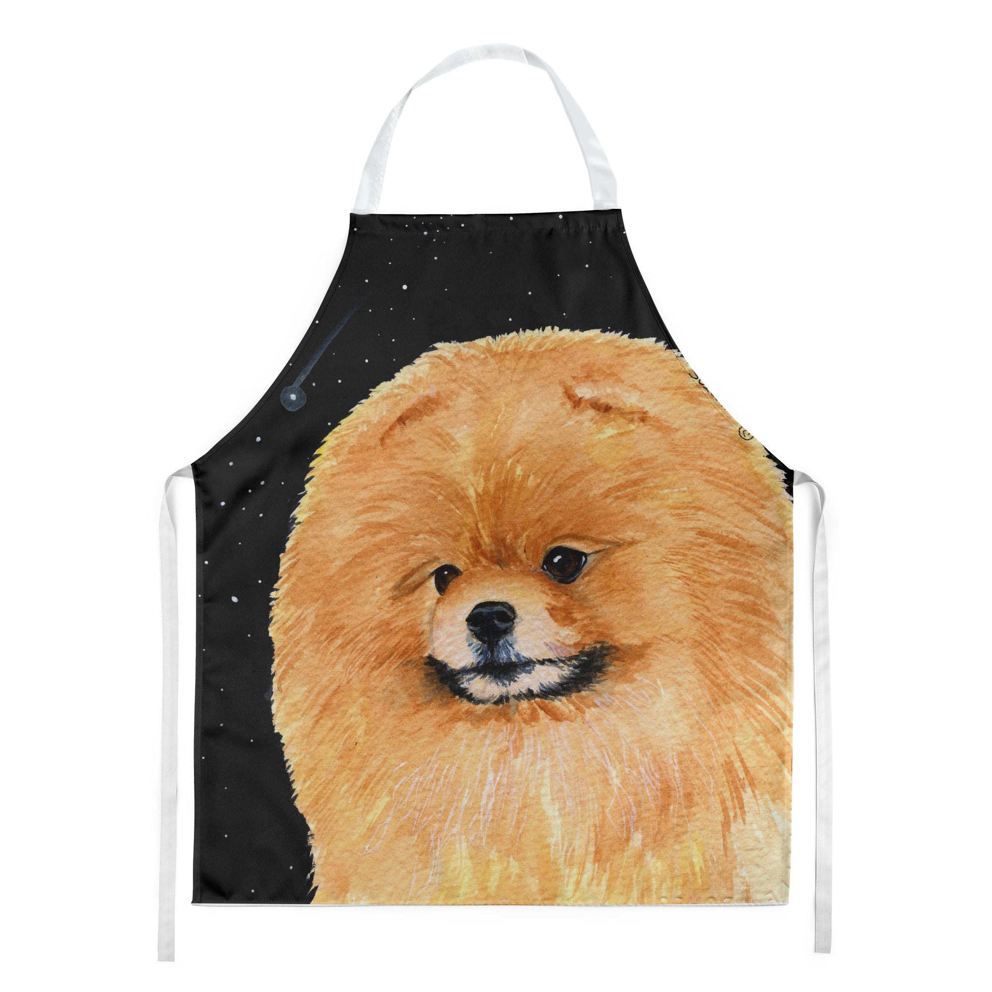 Starry Night Pomeranian Apron Cooking Kitchen Server Baking Crafts Gardening for Adult Women Men, Unisex, Large, Multicolor