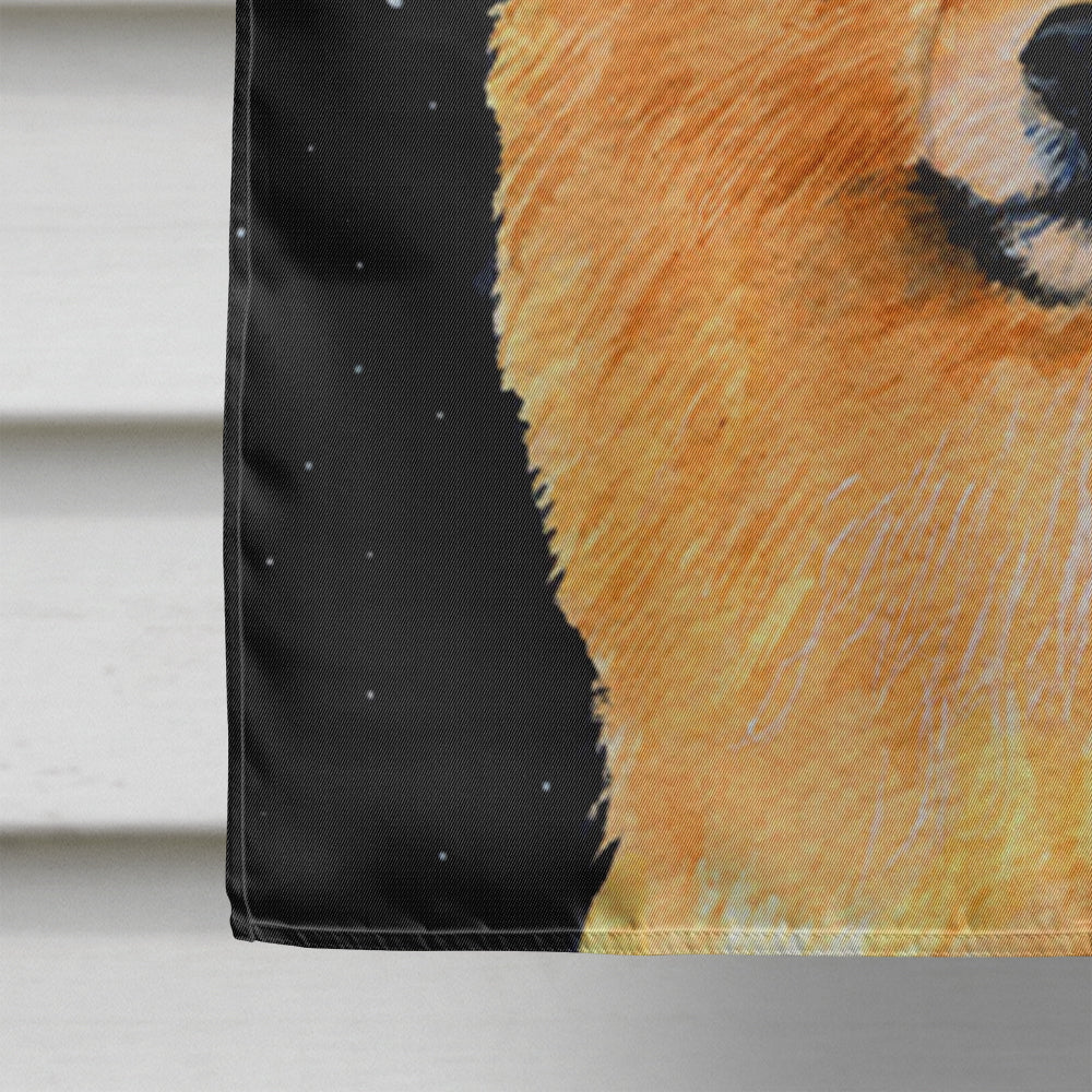 Starry Night Pomeranian House Flag 28x40 Porch Sleeve Pole Decorative Outside Yard Banner Artwork Wall Hanging, Polyester
