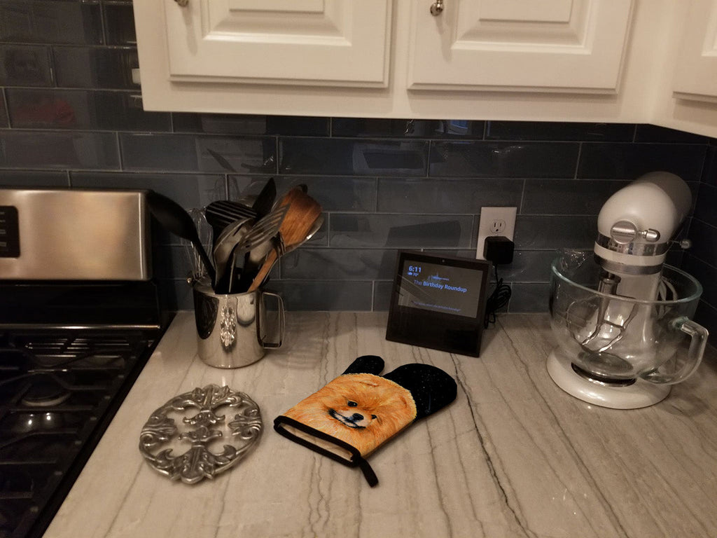 Starry Night Pomeranian Oven Mitt Heat Resistant Thick Oven Mitt for Hot Pans and Oven, Kitchen Mitt Protect Hands, Cooking Baking Glove