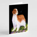 Starry Night Welsh Springer Spaniel Greeting Cards Pack of 8 Blank Cards with Envelopes Whimsical A7 Size 5x7