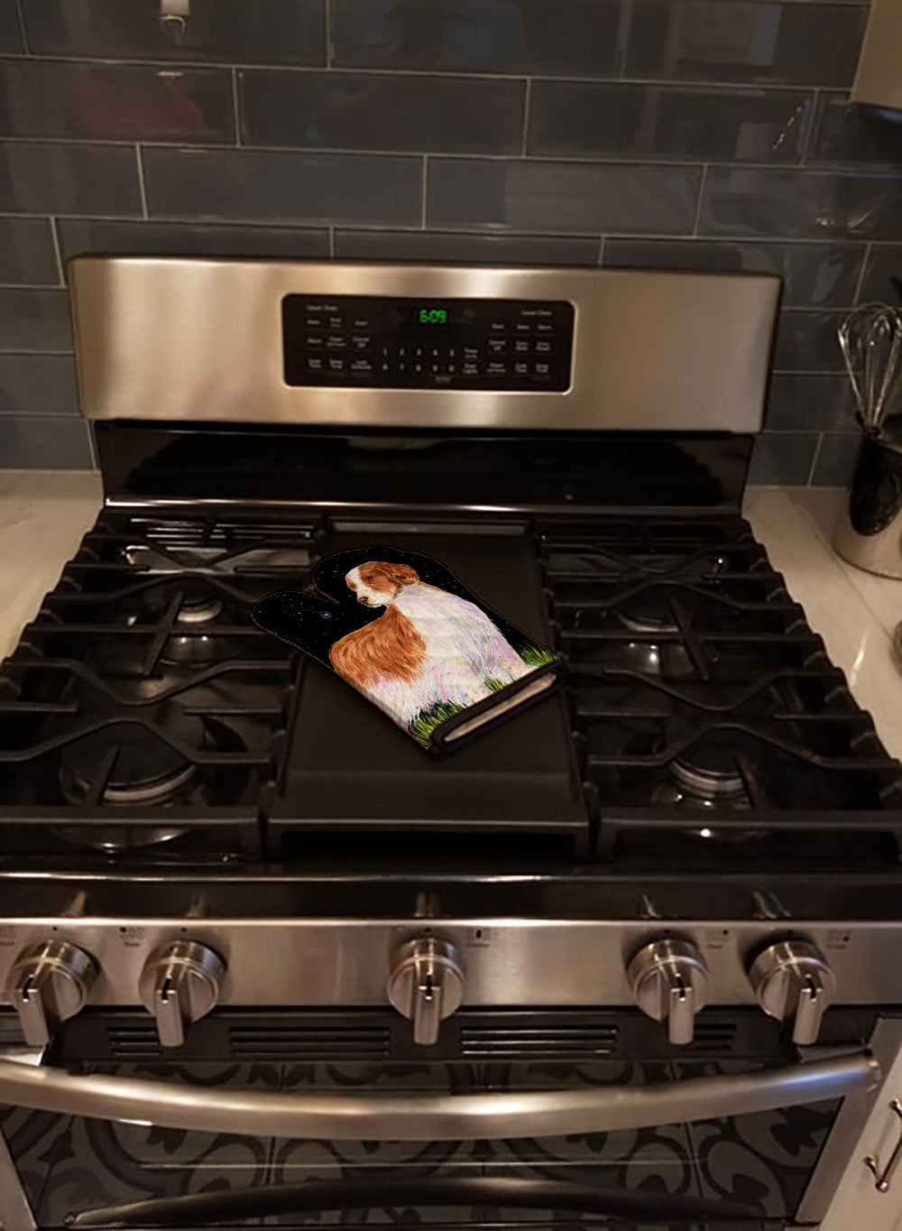 Starry Night Welsh Springer Spaniel Oven Mitt Heat Resistant Thick Oven Mitt for Hot Pans and Oven, Kitchen Mitt Protect Hands, Cooking Baking Glove