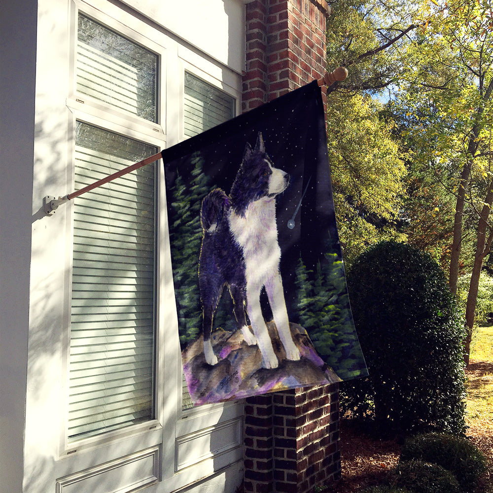 Starry Night Karelian Bear Dog House Flag 28x40 Porch Sleeve Pole Decorative Outside Yard Banner Artwork Wall Hanging, Polyester