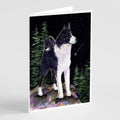 Starry Night Karelian Bear Dog Greeting Cards Pack of 8 Blank Cards with Envelopes Whimsical A7 Size 5x7