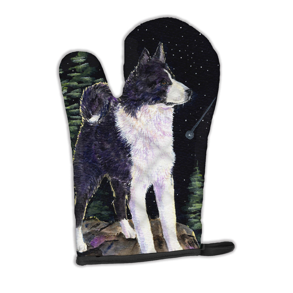 Starry Night Karelian Bear Dog Oven Mitt Heat Resistant Thick Oven Mitt for Hot Pans and Oven, Kitchen Mitt Protect Hands, Cooking Baking Glove
