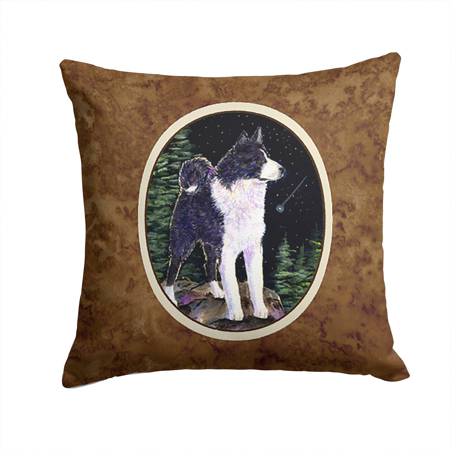 Starry Night Karelian Bear Dog Decorative Throw Pillow 14x14 Indoor Outdoor Accent Cushion, Fabric Cover with Insert for Sofa, Bed, Porch & Living Room