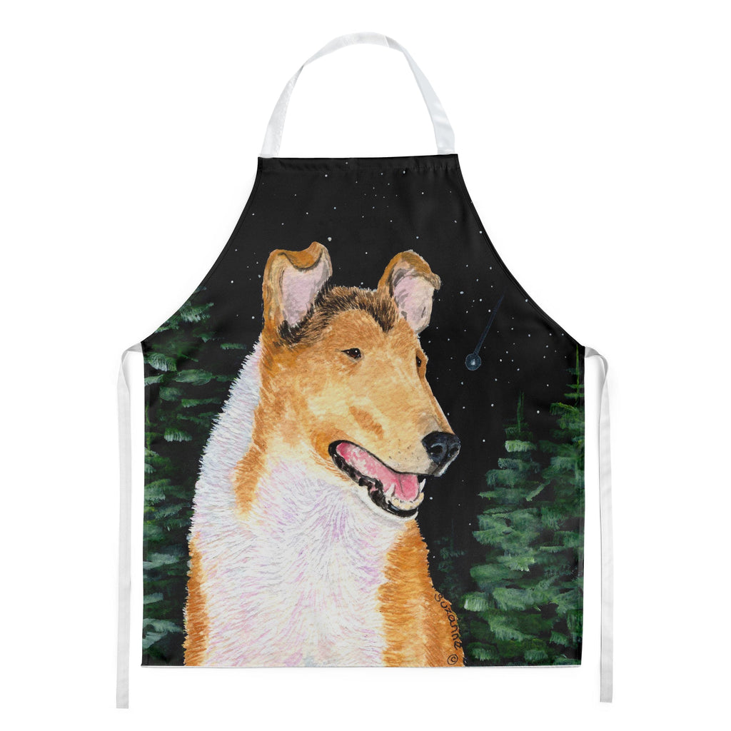 Starry Night Collie Smooth Apron Cooking Kitchen Server Baking Crafts Gardening for Adult Women Men, Unisex, Large, Multicolor