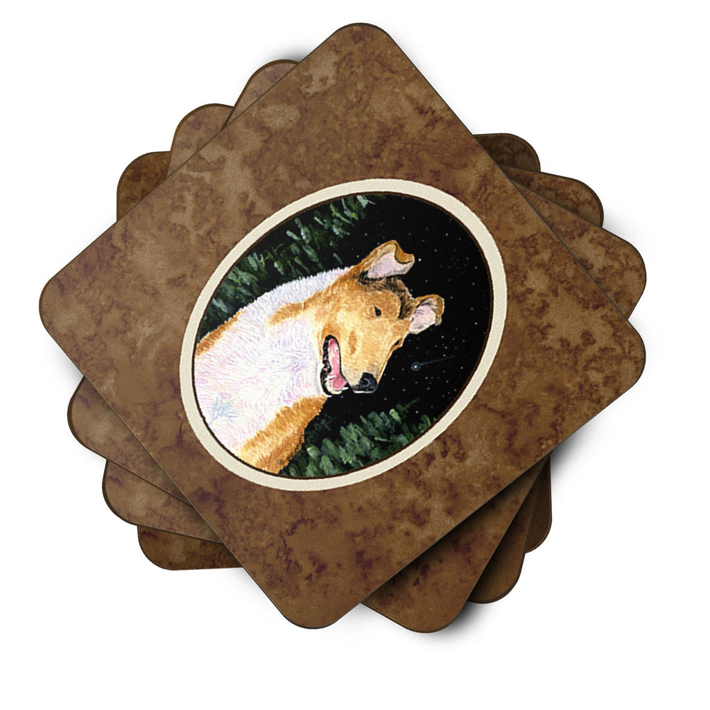 Starry Night Collie Smooth Foam Coasters Set of 4 Cup Coasters for Indoor Outdoor, Tabletop Protection, Anti Slip, Mouse pad Material