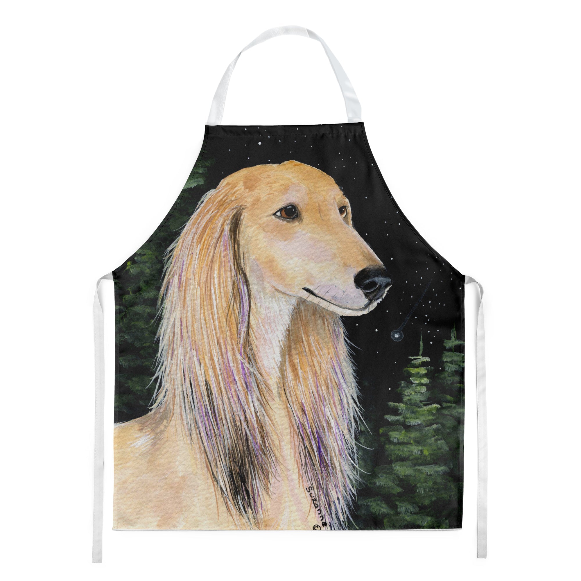 Starry Night Saluki Apron Cooking Kitchen Server Baking Crafts Gardening for Adult Women Men, Unisex, Large, Multicolor