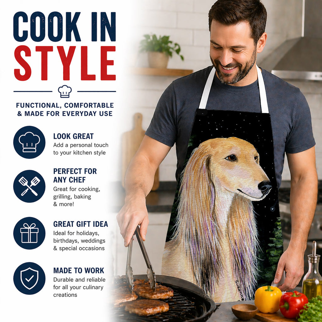 Starry Night Saluki Apron Cooking Kitchen Server Baking Crafts Gardening for Adult Women Men, Unisex, Large, Multicolor