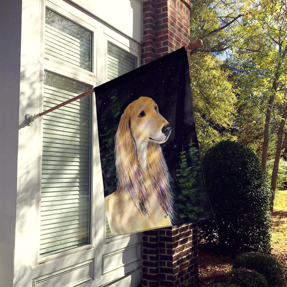 Starry Night Saluki House Flag 28x40 Porch Sleeve Pole Decorative Outside Yard Banner Artwork Wall Hanging, Polyester