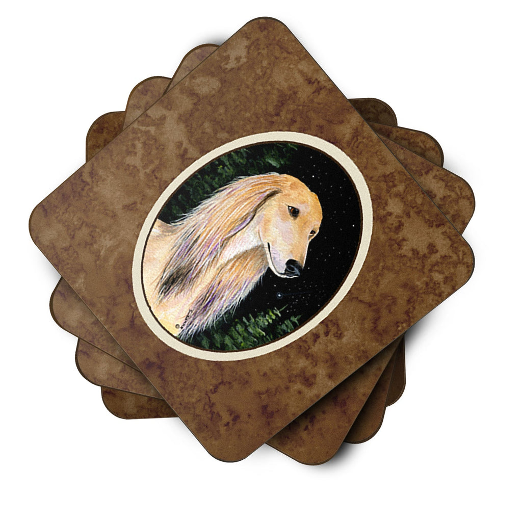 Starry Night Saluki Foam Coasters Set of 4 Cup Coasters for Indoor Outdoor, Tabletop Protection, Anti Slip, Mouse pad Material