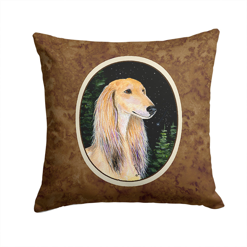 Starry Night Saluki Decorative Throw Pillow 14x14 Indoor Outdoor Accent Cushion, Fabric Cover with Insert for Sofa, Bed, Porch & Living Room