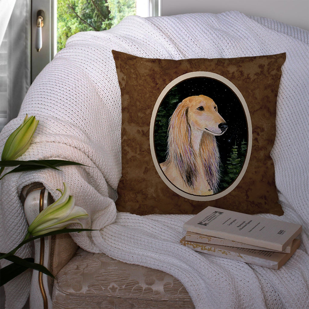 Starry Night Saluki Decorative Throw Pillow 14x14 Indoor Outdoor Accent Cushion, Fabric Cover with Insert for Sofa, Bed, Porch & Living Room
