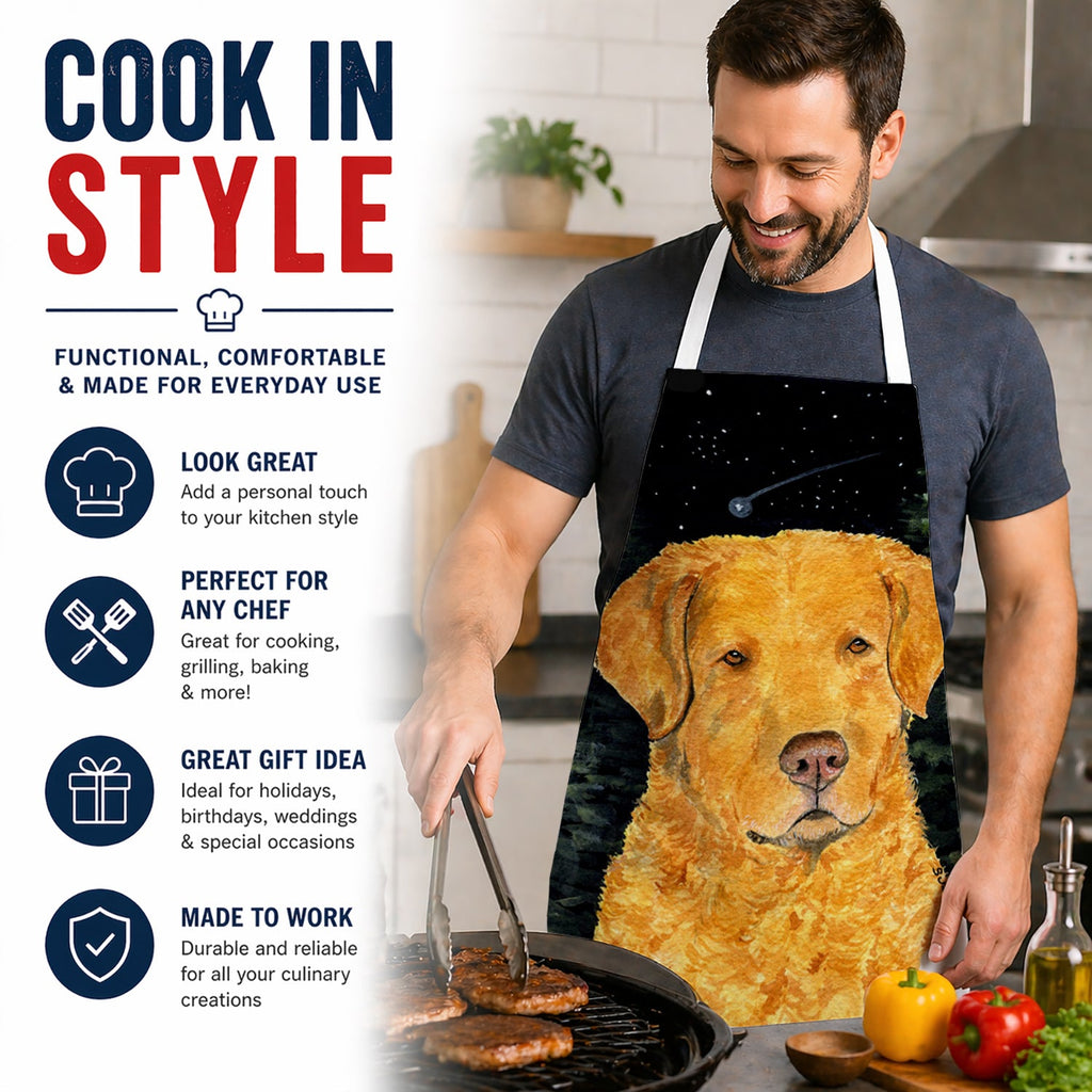 Starry Night Chesapeake Bay Retriever Apron Cooking Kitchen Server Baking Crafts Gardening for Adult Women Men, Unisex, Large, Multicolor
