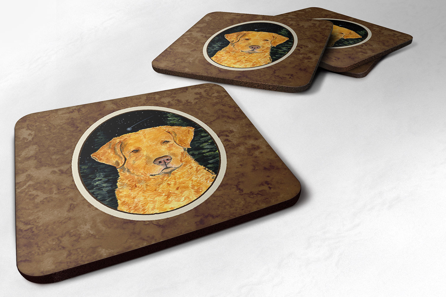 Starry Night Chesapeake Bay Retriever Foam Coasters Set of 4 Cup Coasters for Indoor Outdoor, Tabletop Protection, Anti Slip, Mouse pad Material