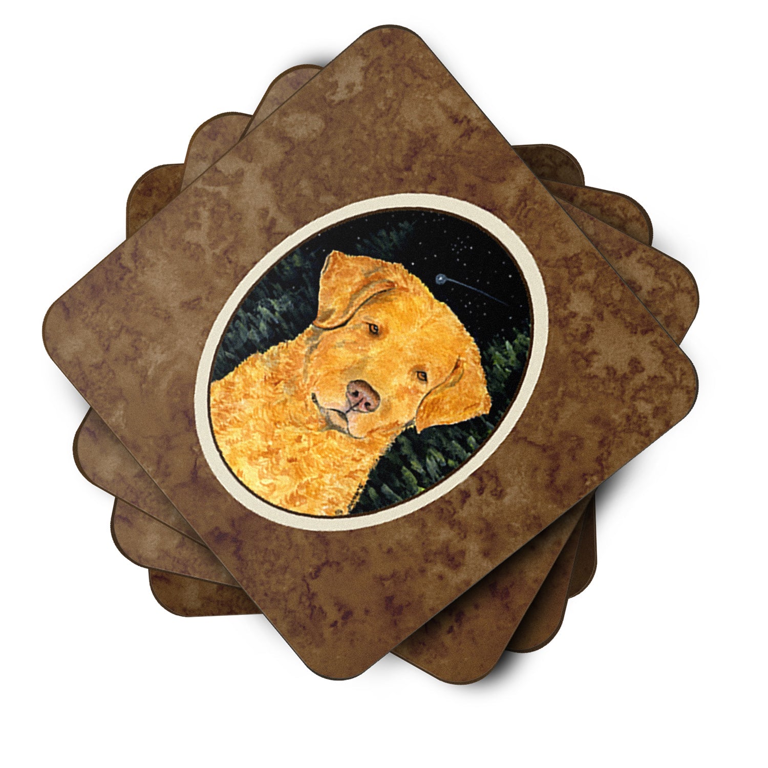 Starry Night Chesapeake Bay Retriever Foam Coasters Set of 4 Cup Coasters for Indoor Outdoor, Tabletop Protection, Anti Slip, Mouse pad Material