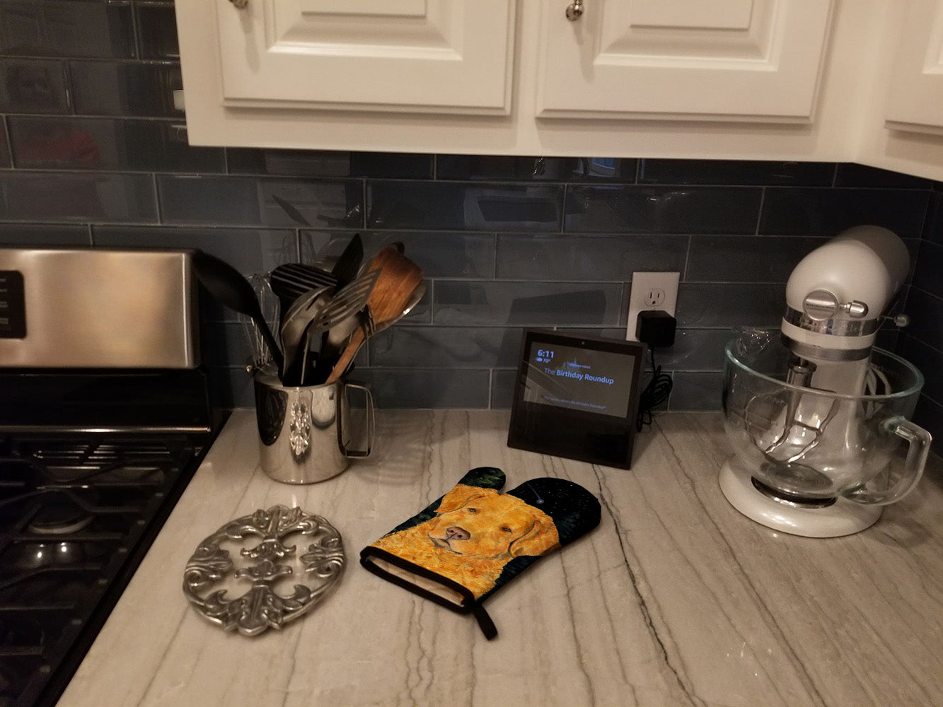 Starry Night Chesapeake Bay Retriever Oven Mitt Heat Resistant Thick Oven Mitt for Hot Pans and Oven, Kitchen Mitt Protect Hands, Cooking Baking Glove