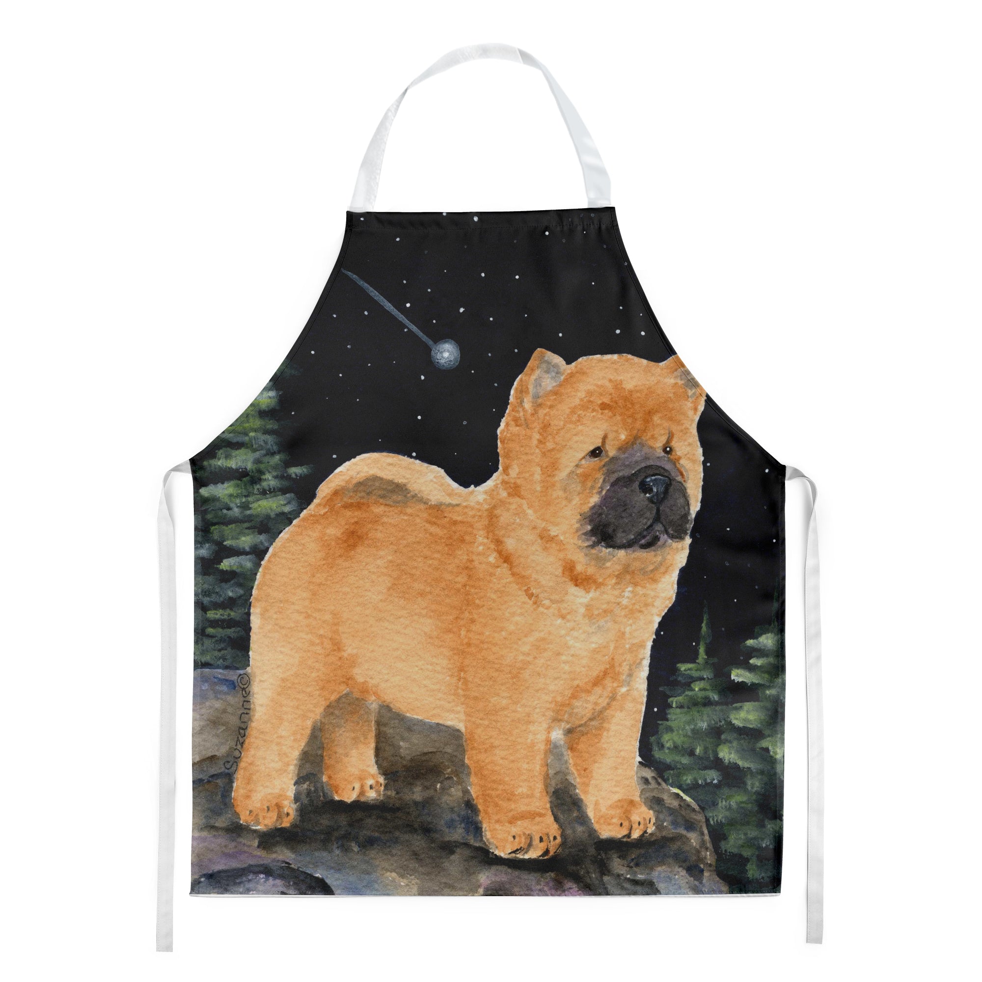 Starry Night Chow Chow Apron Cooking Kitchen Server Baking Crafts Gardening for Adult Women Men, Unisex, Large, Multicolor
