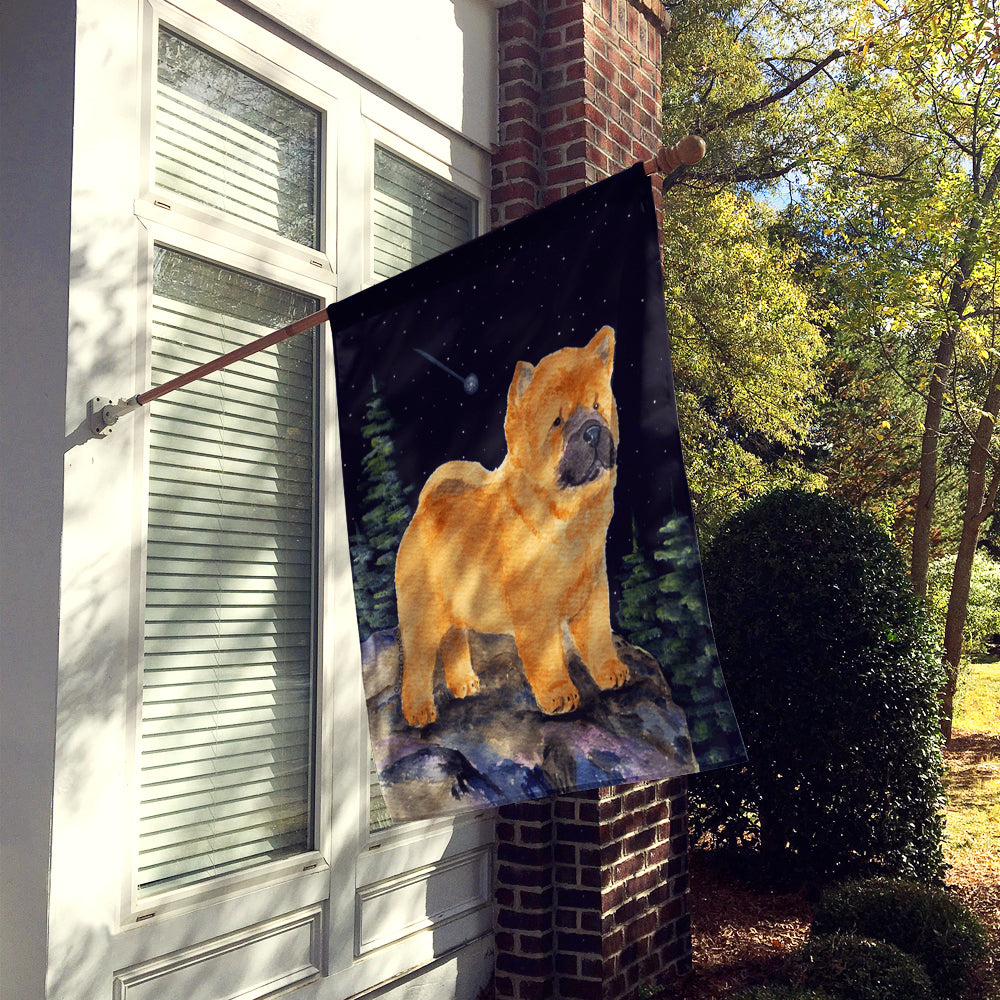 Starry Night Chow Chow House Flag 28x40 Porch Sleeve Pole Decorative Outside Yard Banner Artwork Wall Hanging, Polyester