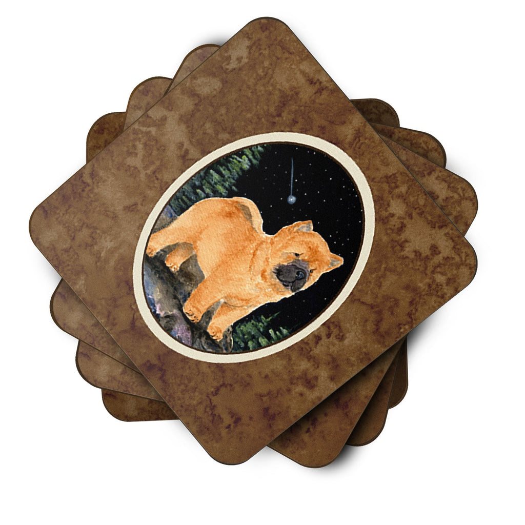 Starry Night Chow Chow Foam Coasters Set of 4 Cup Coasters for Indoor Outdoor, Tabletop Protection, Anti Slip, Mouse pad Material
