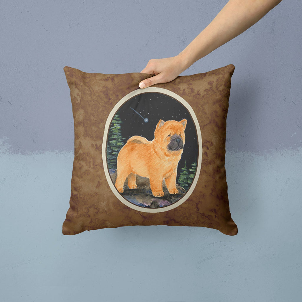 Starry Night Chow Chow Decorative Throw Pillow 14x14 Indoor Outdoor Accent Cushion, Fabric Cover with Insert for Sofa, Bed, Porch & Living Room