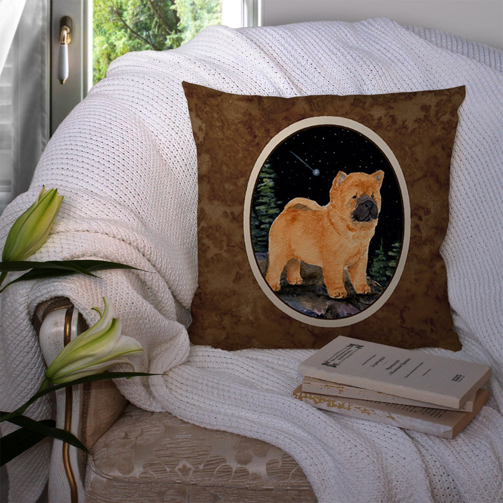 Starry Night Chow Chow Decorative Throw Pillow 14x14 Indoor Outdoor Accent Cushion, Fabric Cover with Insert for Sofa, Bed, Porch & Living Room