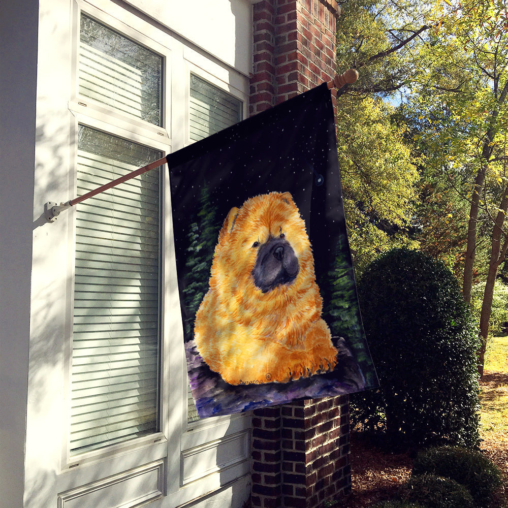 Starry Night Chow Chow House Flag 28x40 Porch Sleeve Pole Decorative Outside Yard Banner Artwork Wall Hanging, Polyester
