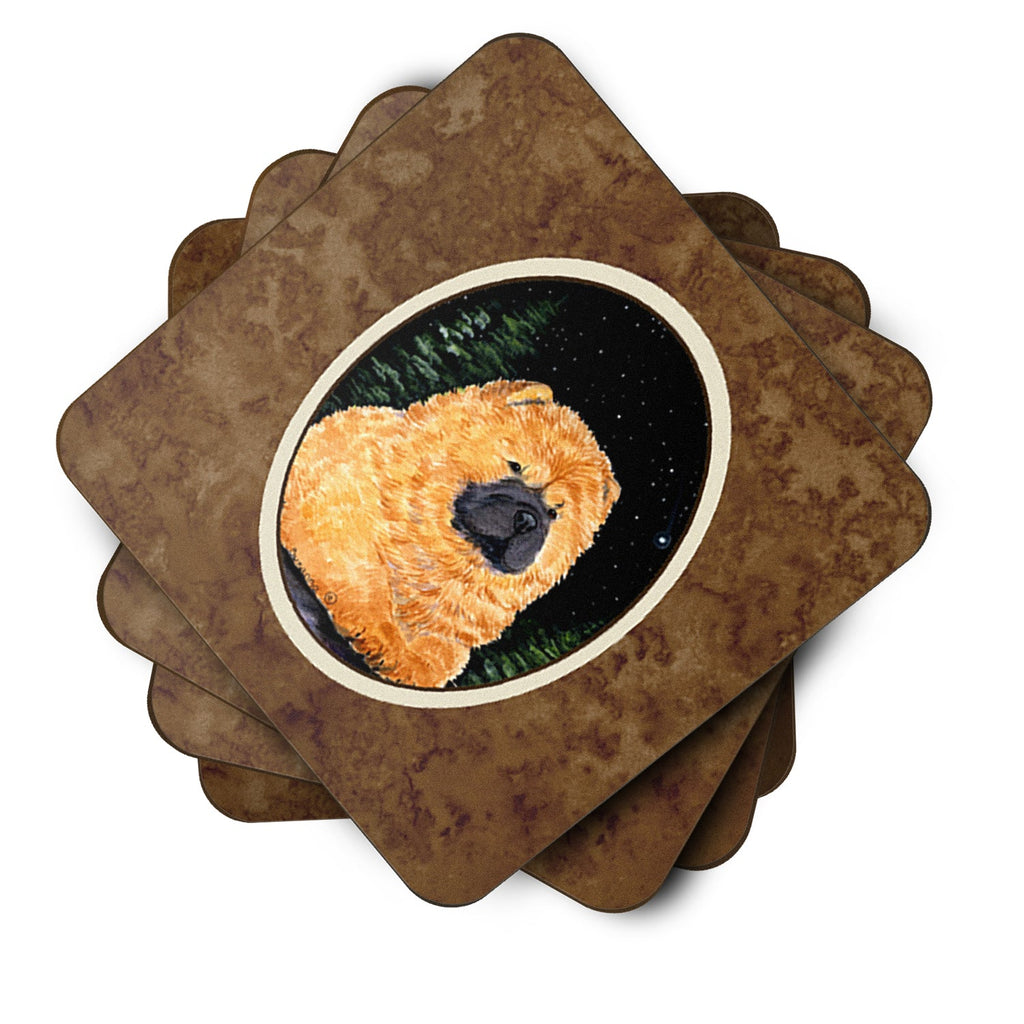 Starry Night Chow Chow Foam Coasters Set of 4 Cup Coasters for Indoor Outdoor, Tabletop Protection, Anti Slip, Mouse pad Material