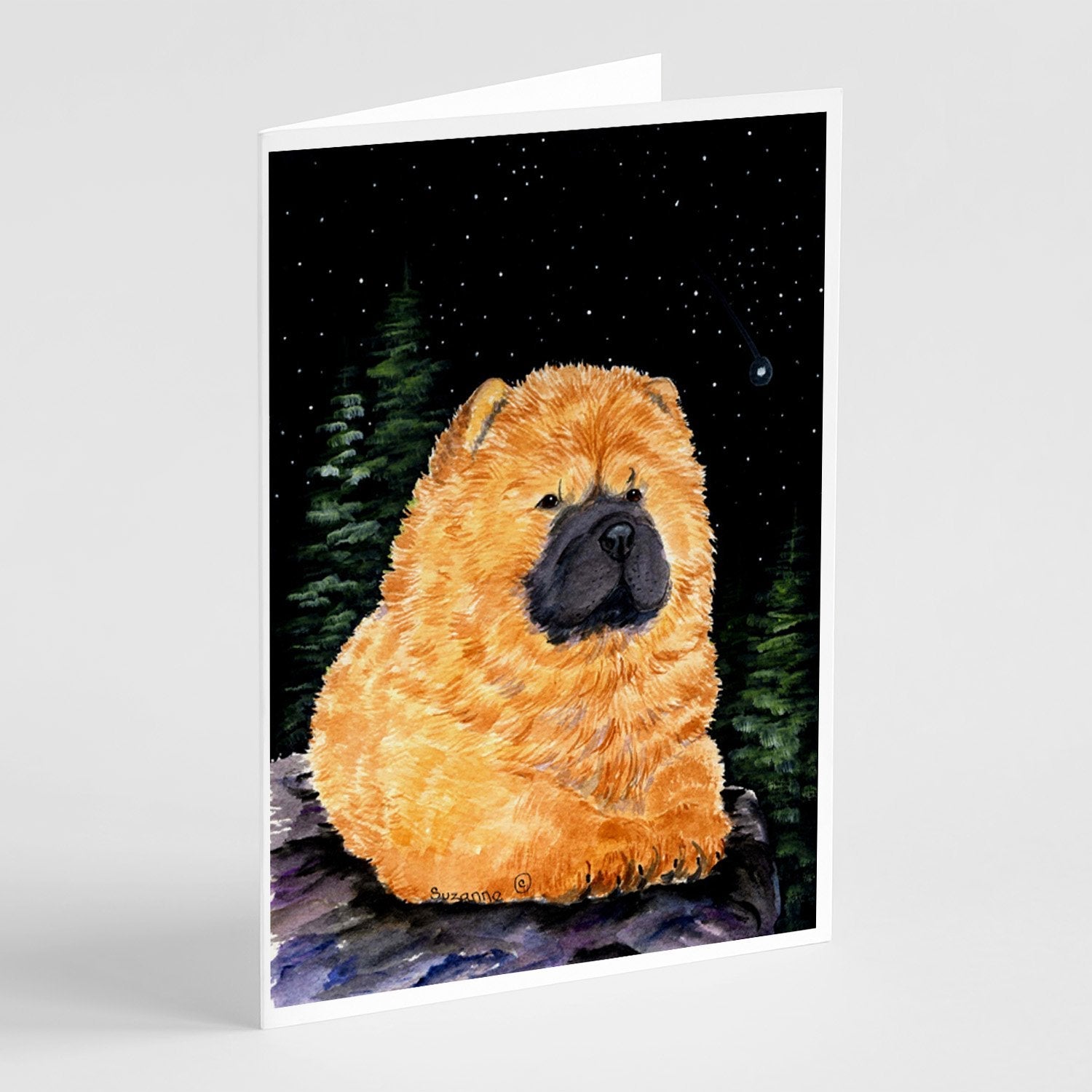 Starry Night Chow Chow Greeting Cards Pack of 8 Blank Cards with Envelopes Whimsical A7 Size 5x7