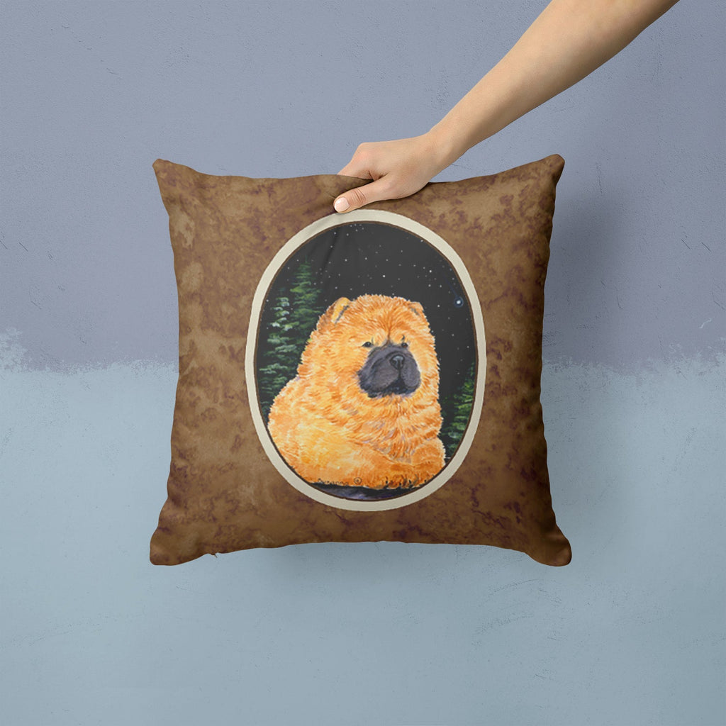 Starry Night Chow Chow Decorative Throw Pillow 14x14 Indoor Outdoor Accent Cushion, Fabric Cover with Insert for Sofa, Bed, Porch & Living Room