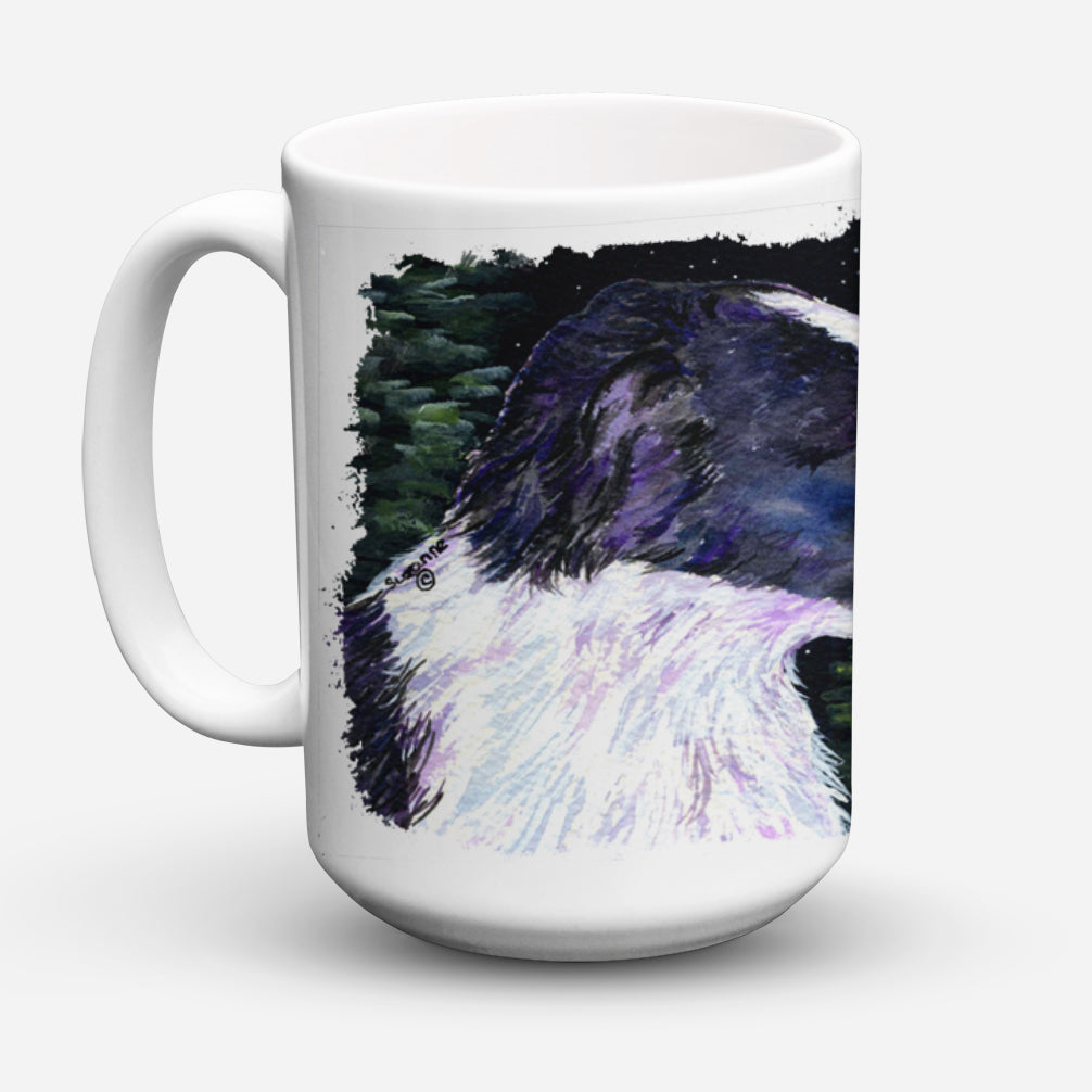 Starry Night Border Collie Ceramic Coffee Mug 15 oz Decorative Large C Handle Mug Cup for Tea, Cocoa Hot Chocolate