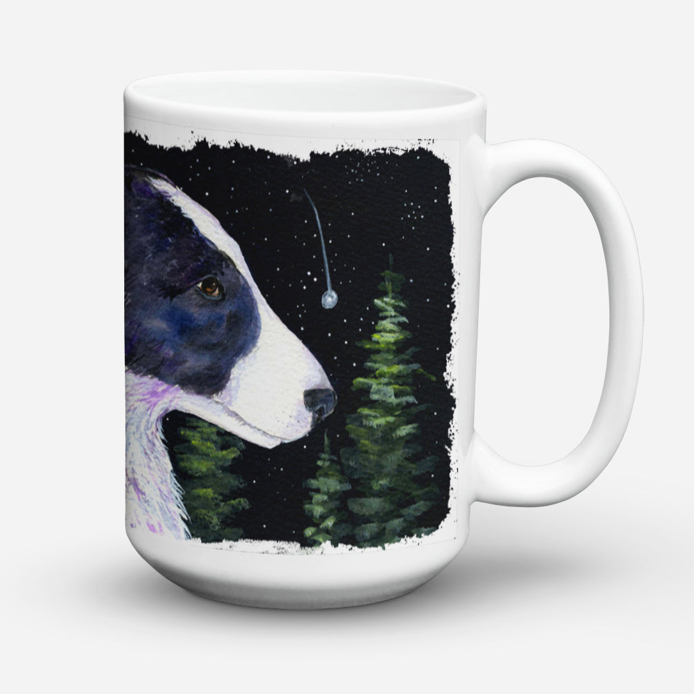 Starry Night Border Collie Ceramic Coffee Mug 15 oz Decorative Large C Handle Mug Cup for Tea, Cocoa Hot Chocolate